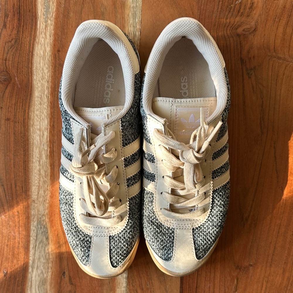 SOLD New Adidas Samoa Cream and Black/Gray Sneakers